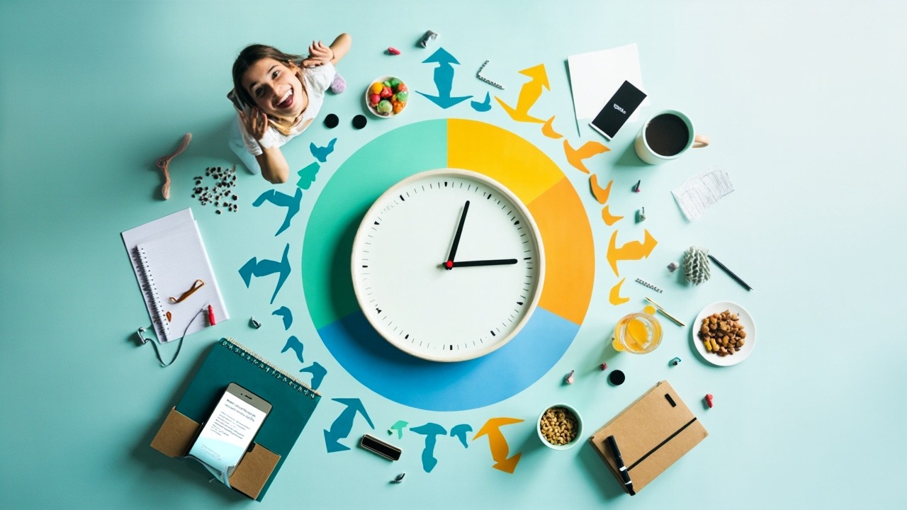One-minute productivity boosts infographic showing morning rituals and quick productivity techniques