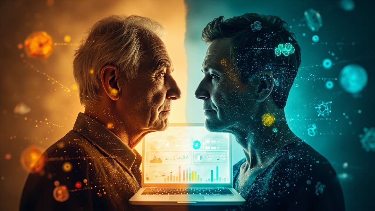 Person taking biological age test online on computer screen showing health assessment interface