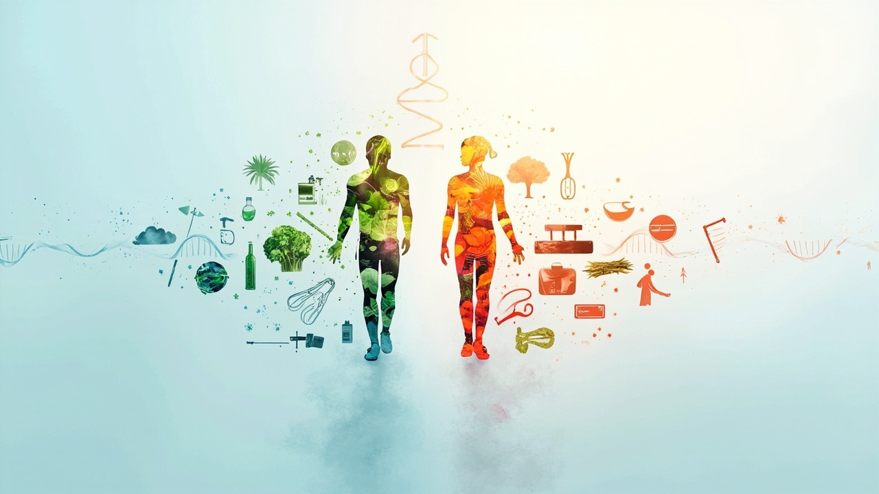 Comprehensive infographic showing the relationship between various cancer risk factors and their impact on life expectancy, including genetic, lifestyle, and environmental factors