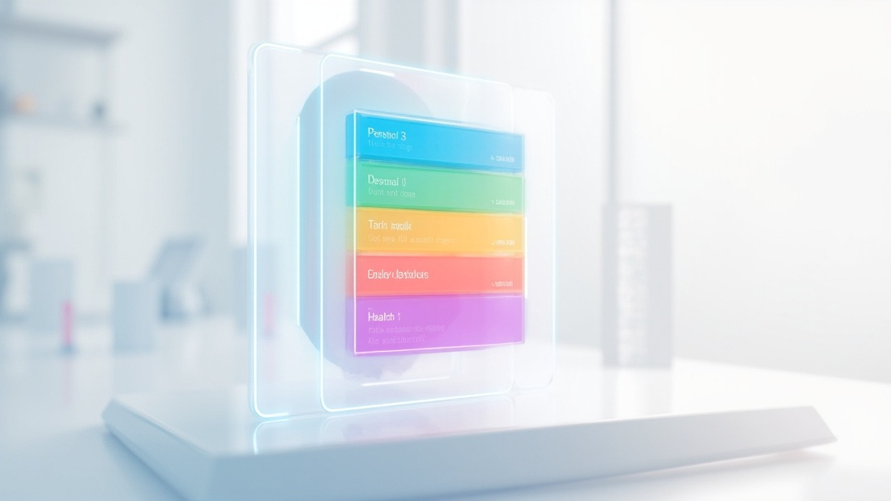 Colorful calendar interface showing different color-coded appointments and events organized by category