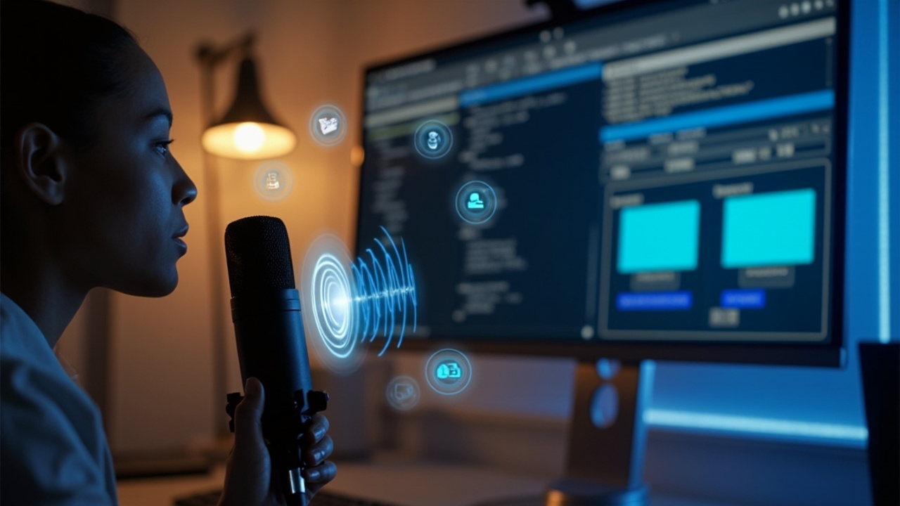 Dragon NaturallySpeaking voice command automation setup interface showing microphone configuration and training options