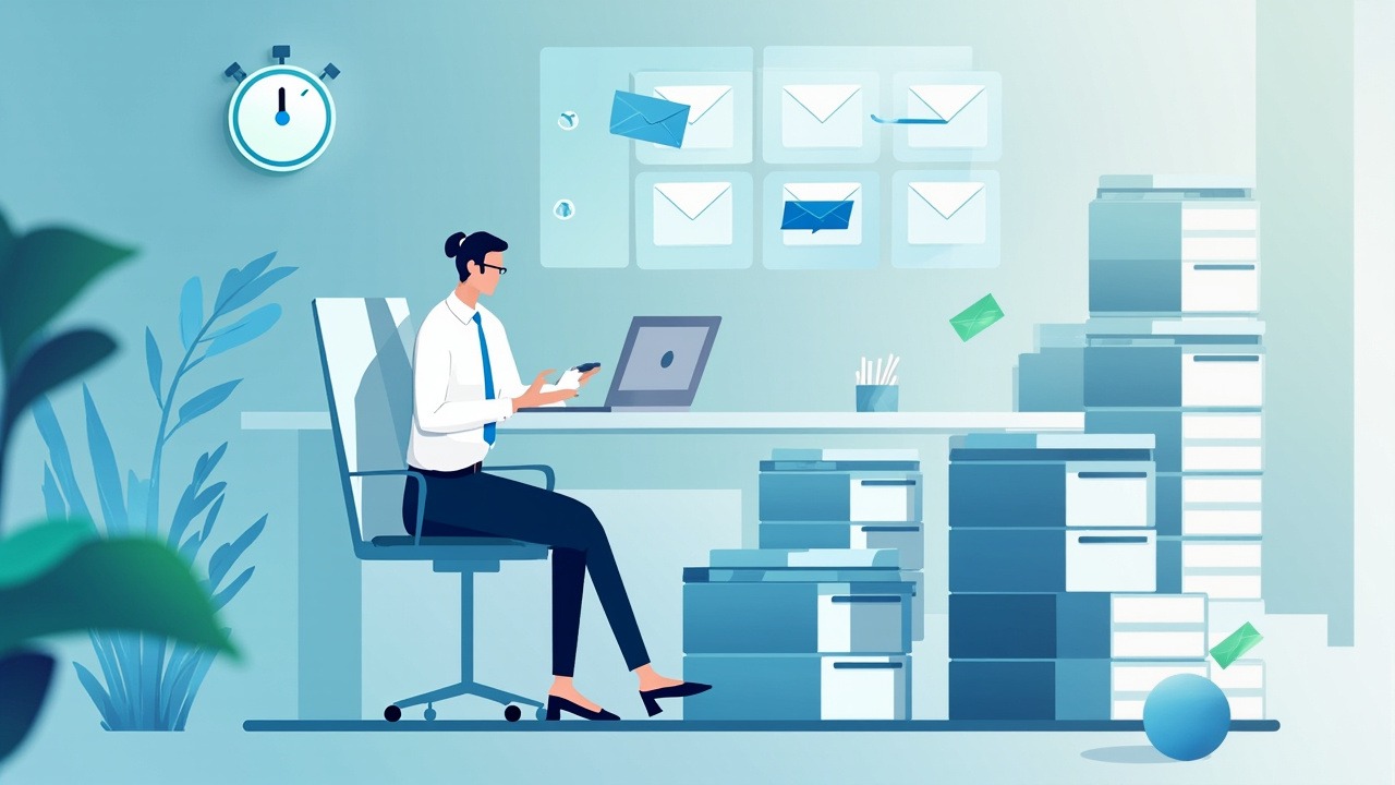 Email triage process illustration showing organized inbox management system
