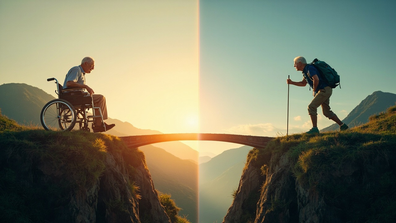 Comparison chart showing healthspan versus lifespan with quality of life indicators