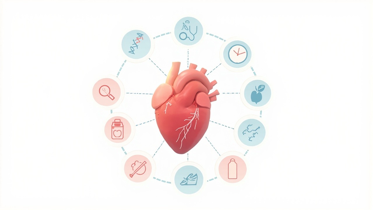 Heart disease risk factors assessment chart showing various controllable and non-controllable risk factors