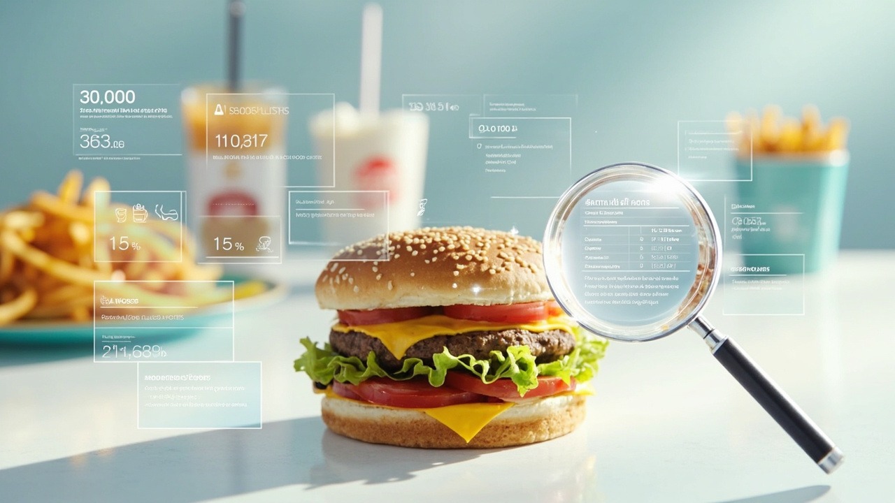 McDonald's cheeseburger nutritional breakdown showing calorie content and macronutrient distribution