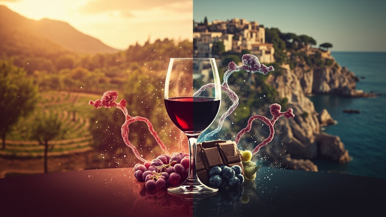 Red wine glass with grapes showing resveratrol sources