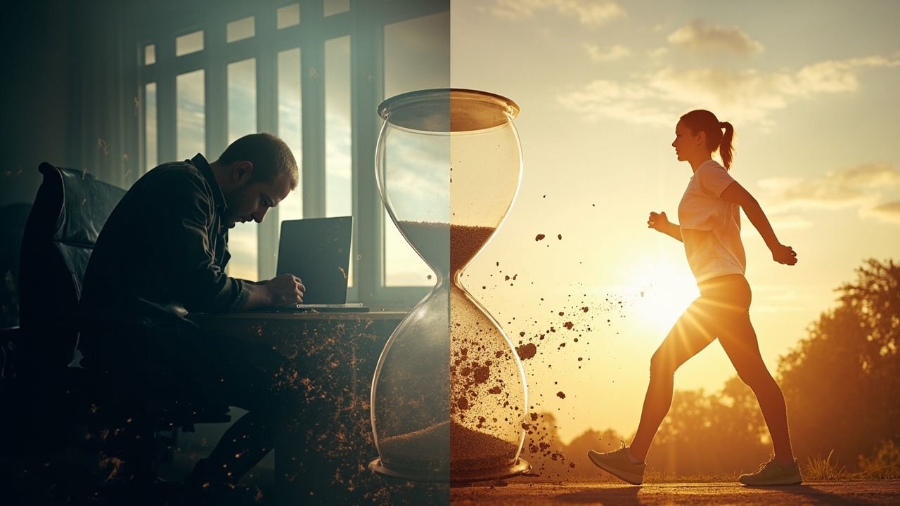 Person sitting at desk showing poor posture and health effects of sedentary lifestyle