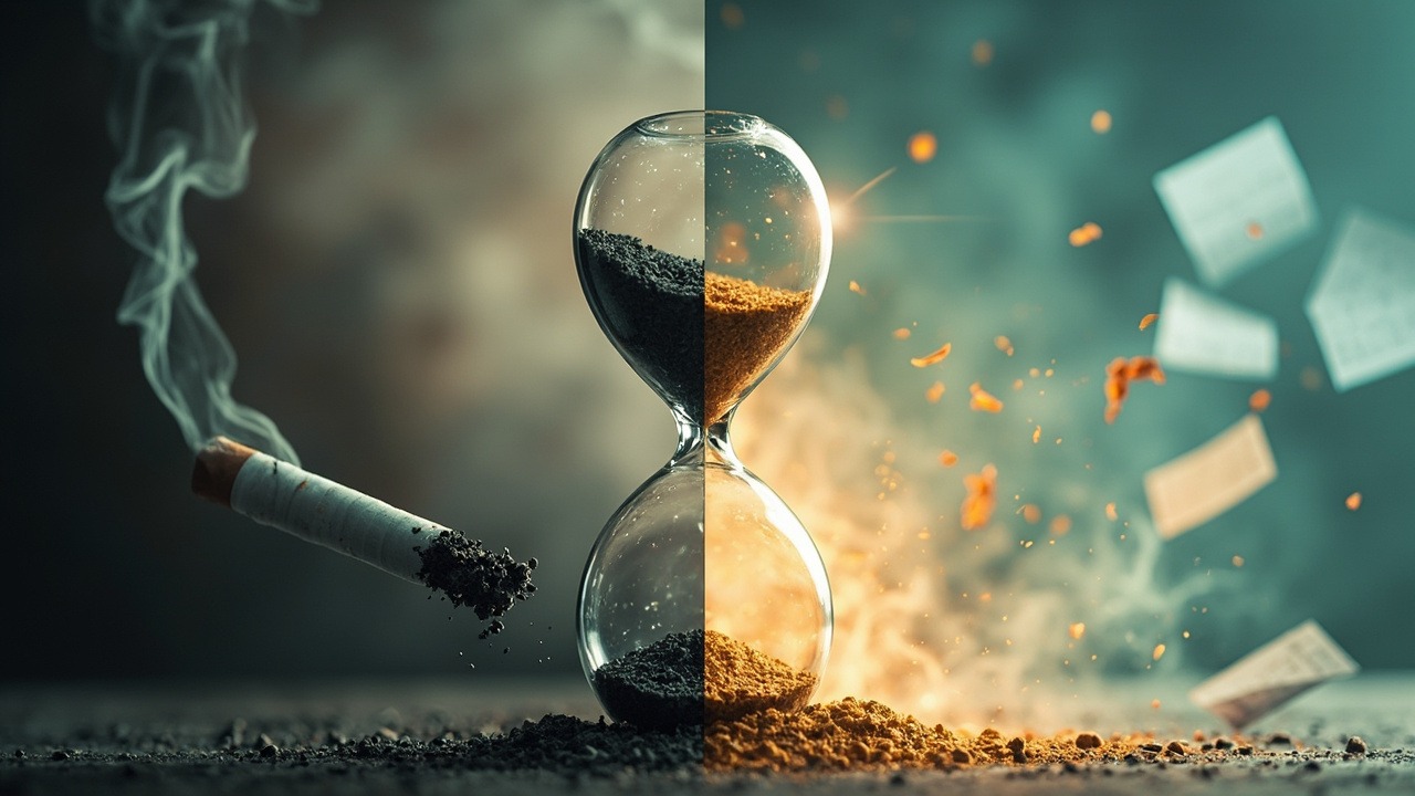 Visual representation of years lost to smoking showing the correlation between smoking habits and reduced life expectancy