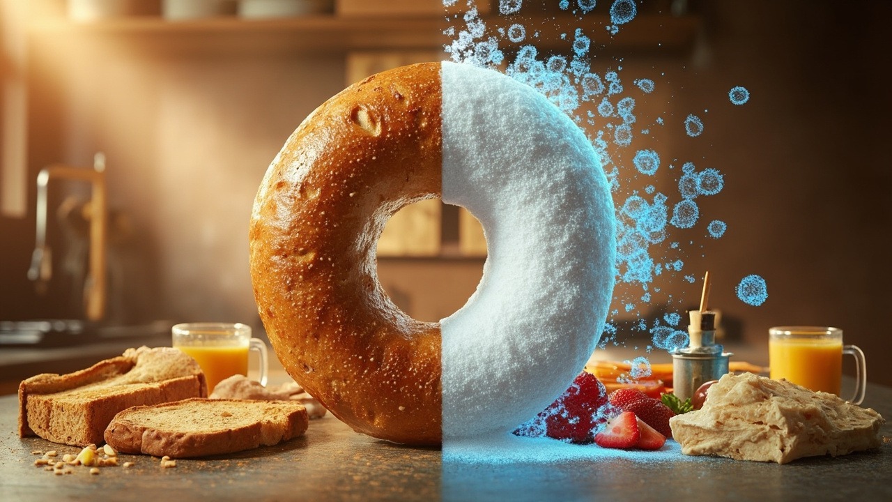 Nutritional breakdown showing carbs in different bagel types