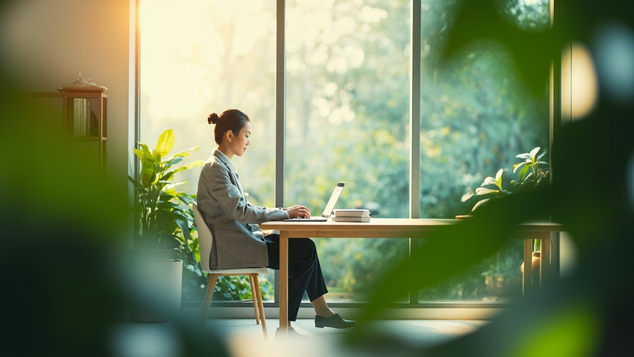 Optimized Workspace for Maximum Productivity Professional workspace showing organized desk setup with laptop, notebook, and productivity tools arranged for maximum focus and efficiency