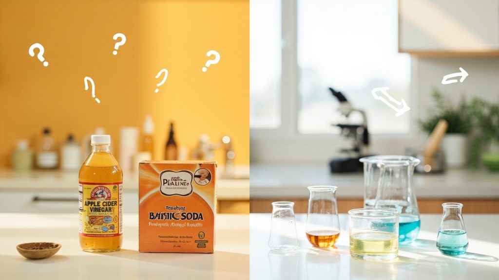 apple vinegar and baking soda.